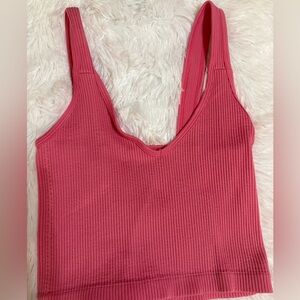 Pink Ribbed Tank Top